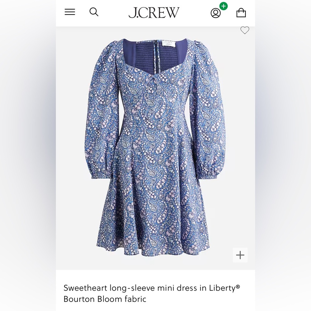 Sweetheart long-sleeve mini dress in Liberty® Bourton Bloom fabric